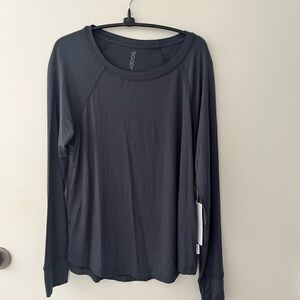 NWT BOODY Charcoal Long Sleeve Scoop Neck Tee